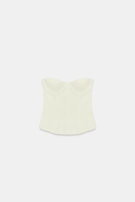 ZARA ЭЛАСТИЧНЫЙ ТРИКОТАЖНЫЙ КОРСЕТ, ЖЕЛТОВАТО-БЕЛЫЙ