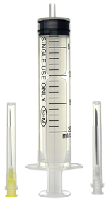 Шприц трехкомпонентный Luer с двумя иглами 20 мл 20G (0,9 ⨯ 40 мм) + (1,6 ⨯ 40 мм) 16G SFM 50 шт