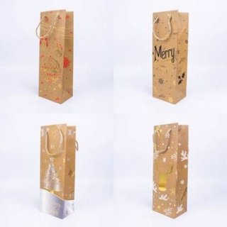 Сумка лам.12,5*36*8,5 под бут. Рожд.Олени/Снежинки премиум 1 шт