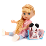 Кукла Ardana Baby 32,5см в розовом платье и голубых лосинах с собачкой и аксесс. WJ-19258/1 (Junfa)