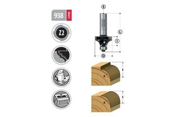 Фреза радиусная с подшипником R=6.35 мм, 25.4х64 мм, S=12 мм WOODWORK 938.6013.12