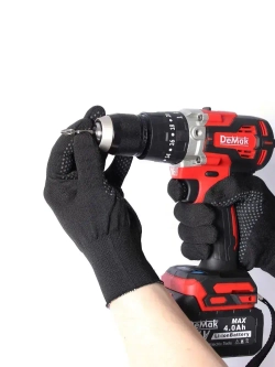 Шуруповерт дрель аккумуляторный бесщеточный ударный DeMak 21В, в кейсе, 2 АКБ 4 а/ч, многофункциональный 120 H/M для сверления, долбления, закручивания, шуруповерт для ледобура, ледоруб ДеМак