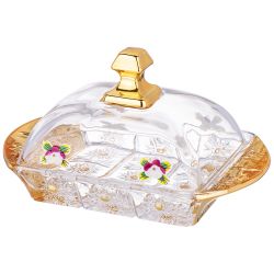 МАСЛЕНКА "LEFARD GOLD GLASS" 17,5*10,5 СМ. ВЫСОТА=9 СМ. (КОР=24ШТ.)