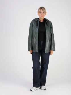 Кожаная куртка демисезонная с капюшоном