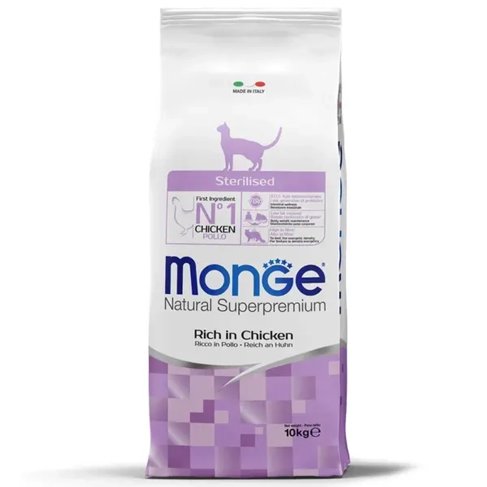 Сухой корм Monge Cat Daily Line Sterilised для стерилизованных кошек, из курицы 10 кг (НОВАЯ ПОСТАВКА ОТ АВГУСТА 2025!)