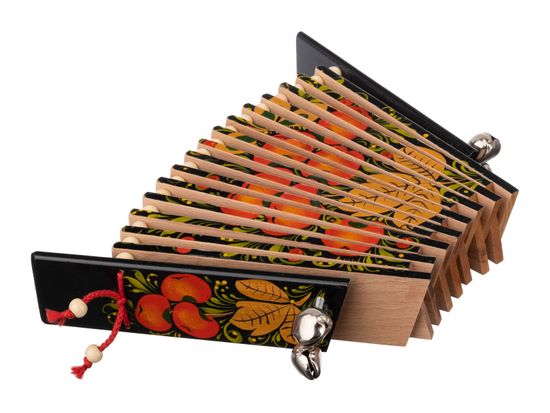 Трещотка пластинчатая «малютка», с бубенцами, Мастерская Сереброва MS-K1-TR-04