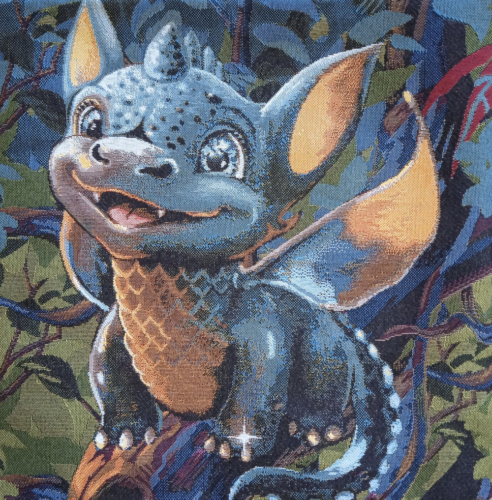 Декоративный гобеленовый чехол для интерьерной подушки Малыш Дракон 38*38