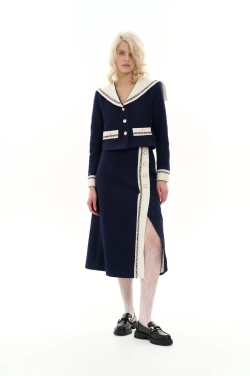 Юбка-миди с разрезом в морском стиле