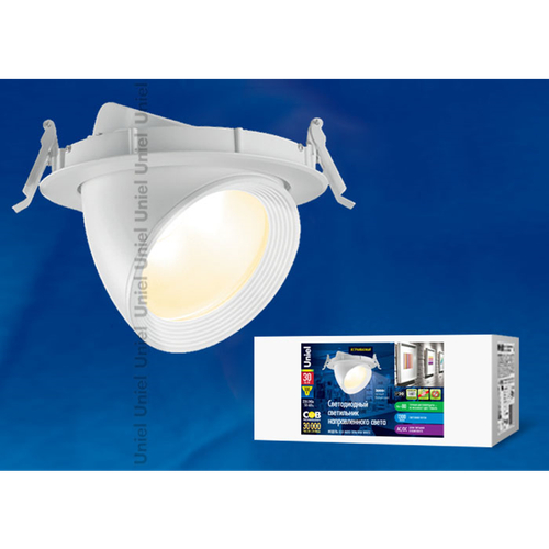 ULK-M01G-30W/WW WHITE Светильник светодиодный направленного света. Мощность — 30 Вт. Световой поток — 1300 Лм. Цвет свечения — теплый белый. Степень з