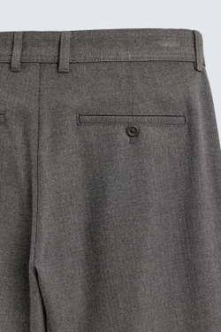 ZARA БРЮКИ ЧИНОС ИЗ КОМФОРТНОЙ РЕЛЬЕФНОЙ ТКАНИ, НАТУРАЛЬНЫЙ СЕРЫЙ