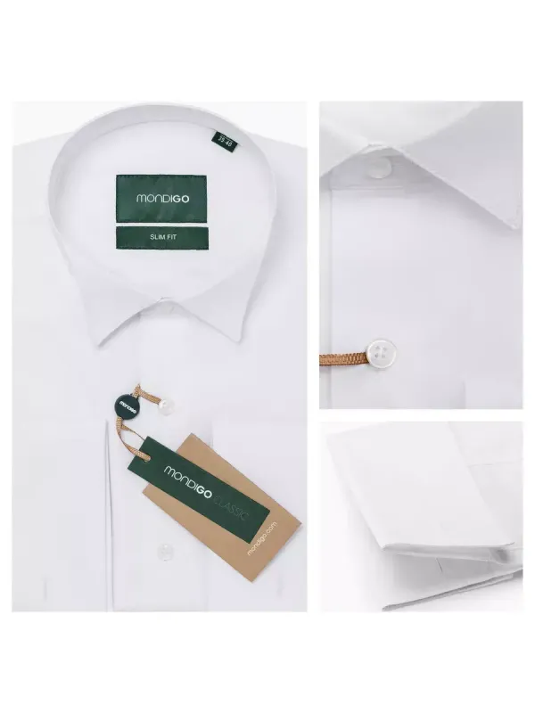 Рубашка под бабочку и запонки приталенная SLIM FIT, белая