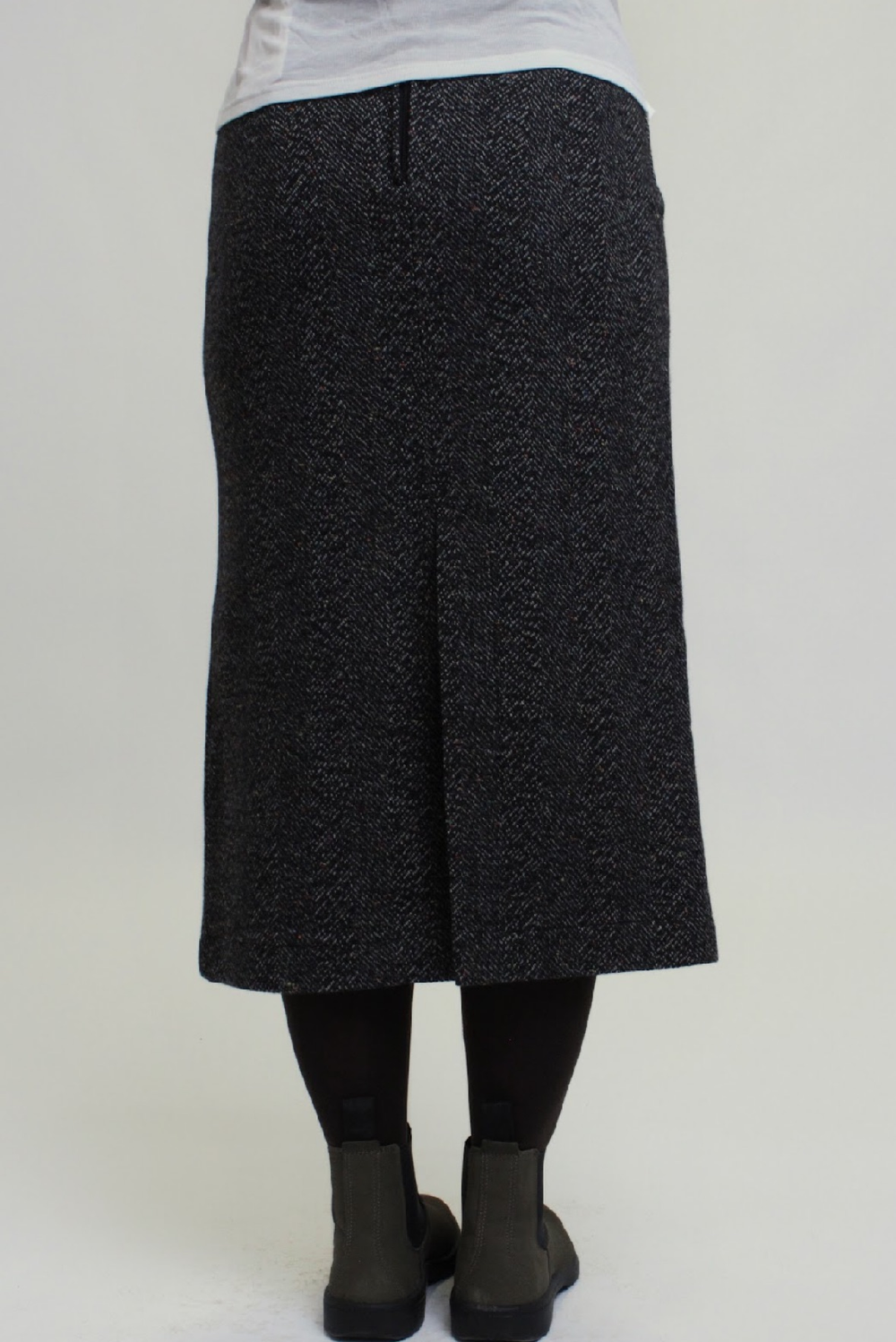 Юбка с разрезом из шерсти в елочку