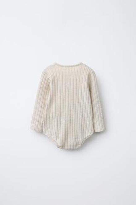ZARA БОДИ В РУБЧИК ИЗ МЯГКОЙ ТКАНИ, БЕЖЕВЫЙ