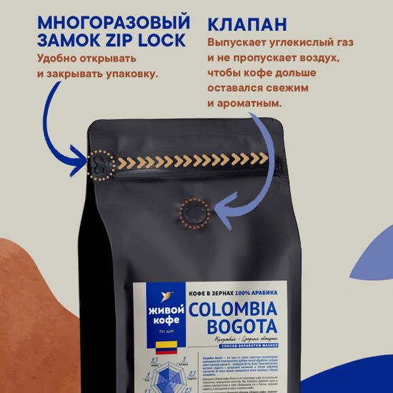 Живой Кофе в зернах Колумбия Богота 1000 г