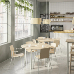 Стол для переговоров круглый - MITTZON IKEA /ИКЕА МИТТЗОН , 120х75 см, светло-коричневый/белый
