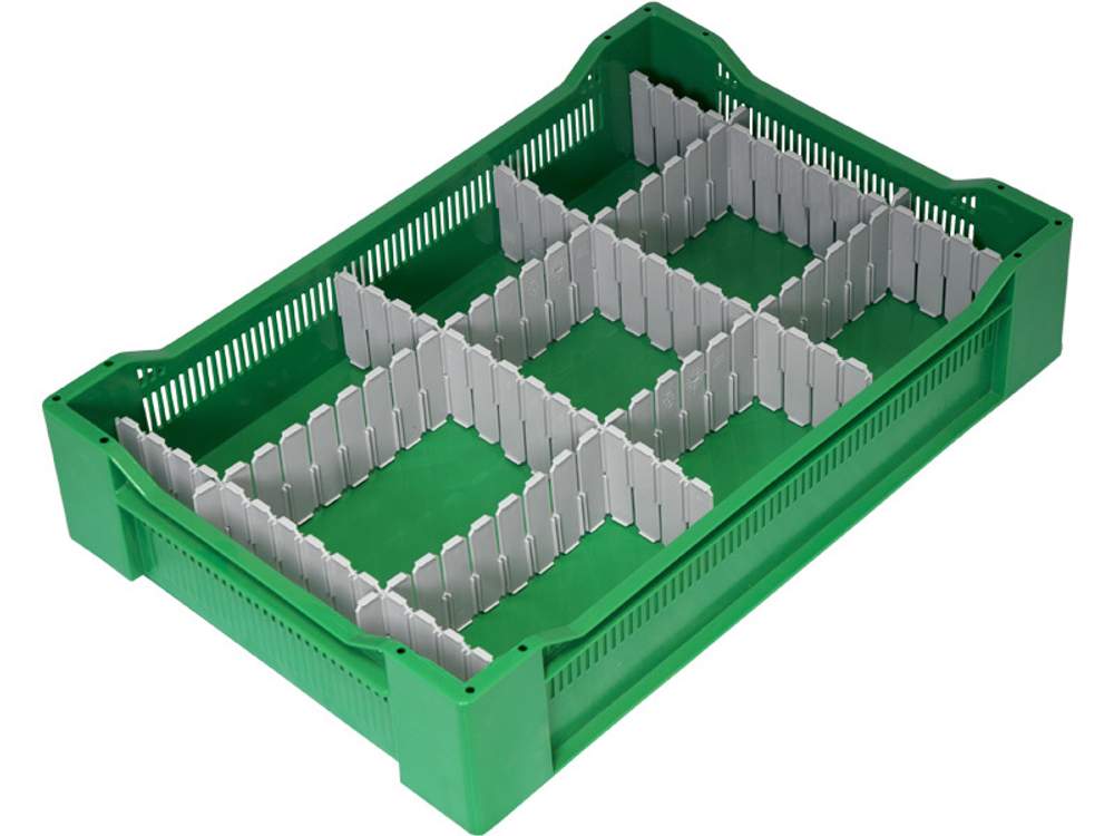 Ящик перфорированный 600×400×135, арт.: 120, объём 32.4, зелёный, код: 04240
