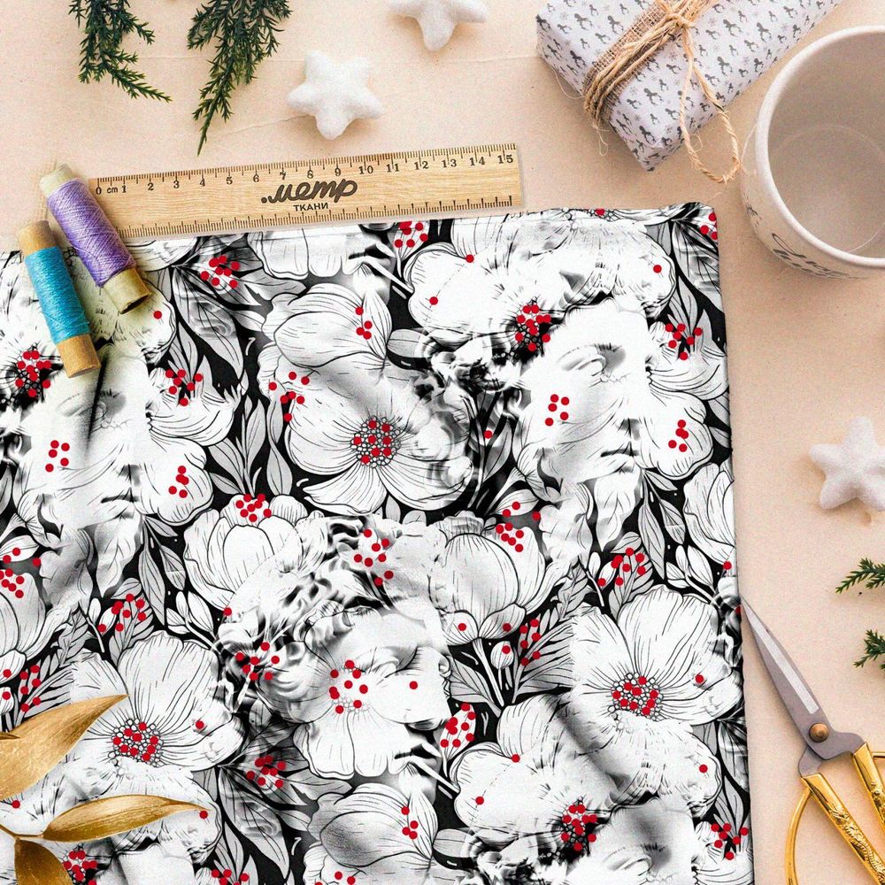 Ткань премиум шифон призрачные цветочные орнаменты