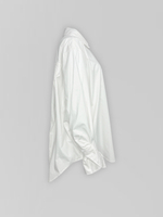 Рубашка однотонная удлиненная сзади и с рукавами расклешенными к низу