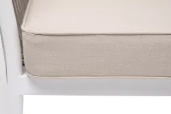 "Касабланка" диван 2-местный плетеный из роупа, каркас алюминий белый муар, роуп бежевый 20мм, ткань бежевая 035