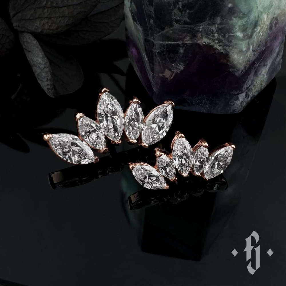 Кластер "Crown Marquise" - Розовое золото - White CZ