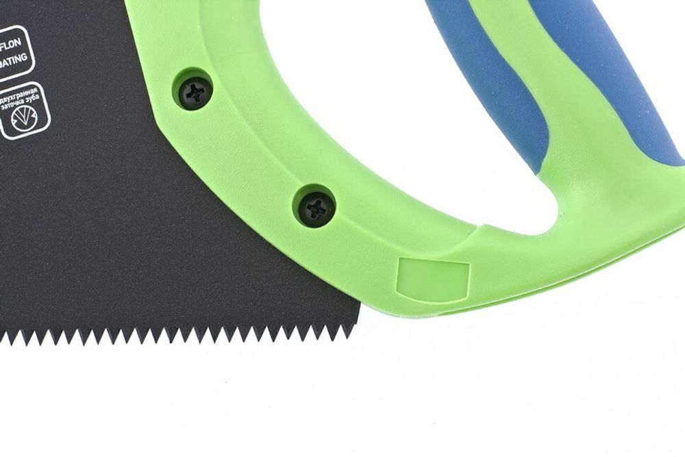 23809 Ножовка по дереву "Зубец", 350мм, 7-8 TPI, зуб 2D, кал.зуб, защ. покр., 2-х комп. рук-ка Сибртех