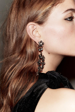 ZARA КАСКАДНЫЕ СЕРЬГИ С ЦВЕТАМИ И СТРАЗАМИ, ЗОЛОТИСТЫЙ