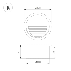 Светильник встраиваемый LTD-RIBONIK-R138-5W Warm3000 (Черный, 50 deg, 230V) (Arlight, IP65 Металл, 5 лет) 062915