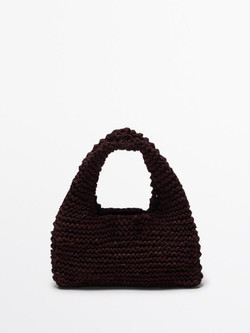 Massimo Dutti Мини-сумка из натуральной кожи, бордо