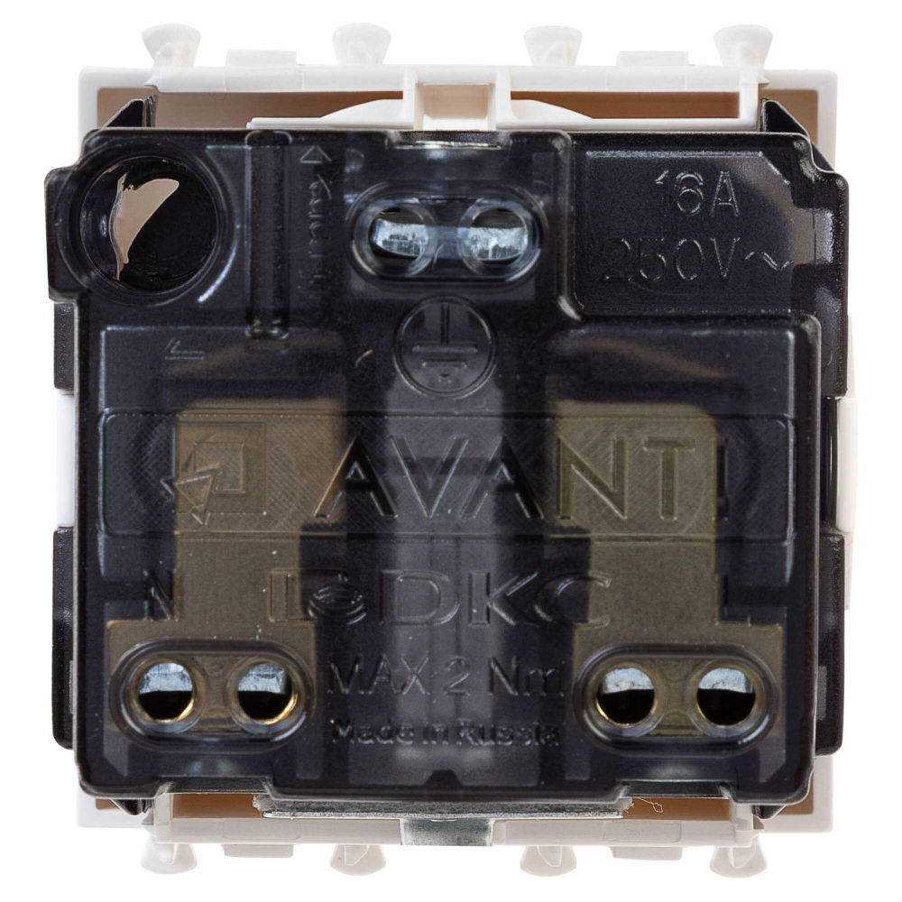 Розетка модульная, 2P+E, с з/ш, "Avanti", "Белое облако", 2 модуля