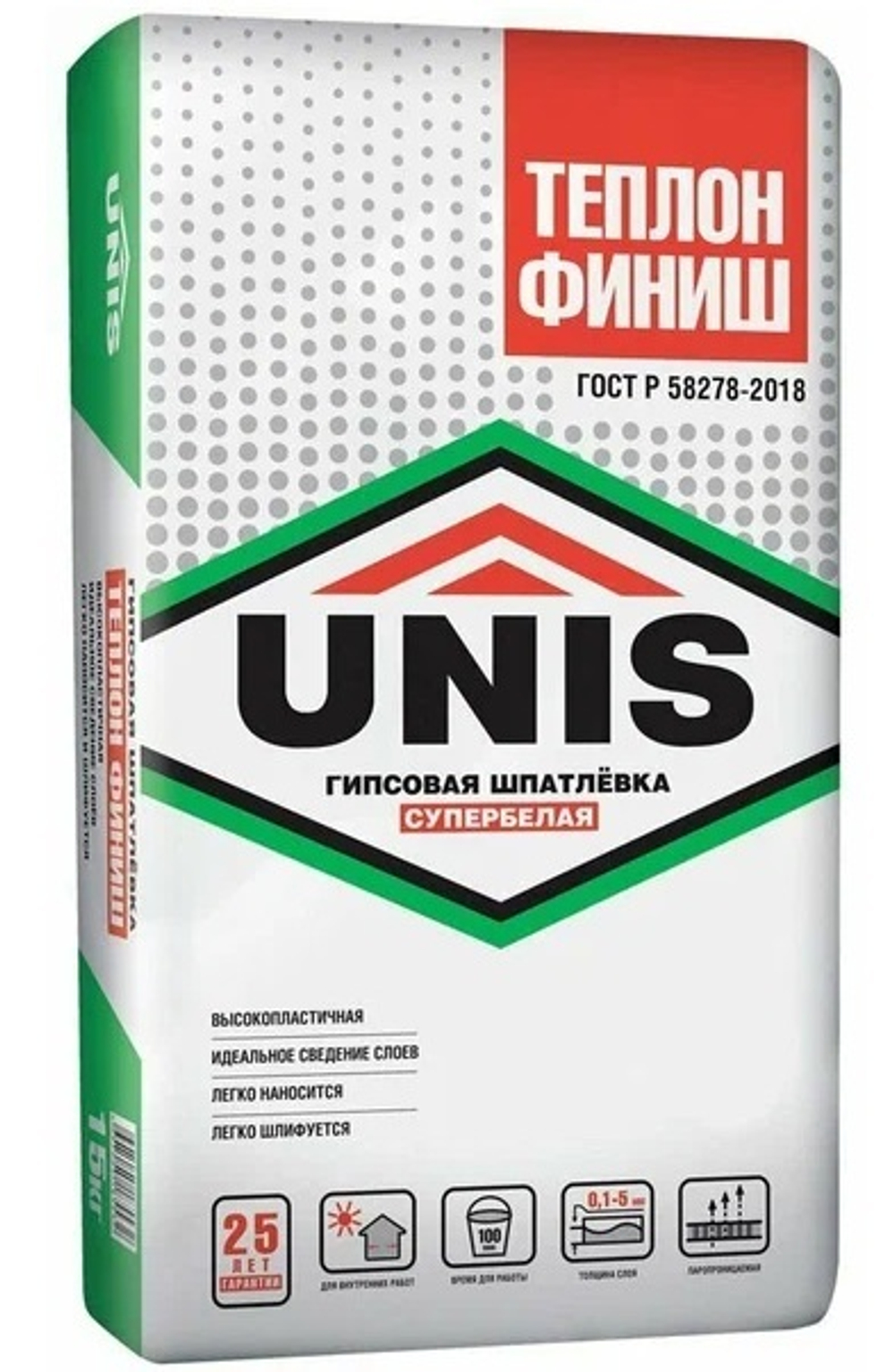 Шпатлевка гипсовая финиш. Теплон 15 кг.