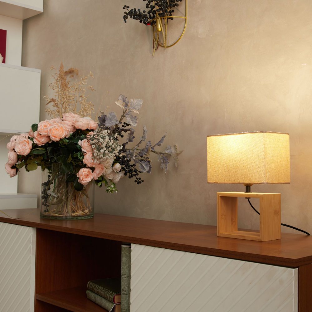 UML-B401 E27 LIGHT GREY-WOOD Светильник настольный декоративный под лампу Е27. 40W. Механический выключатель. Светло-серый. ТМ Uniel