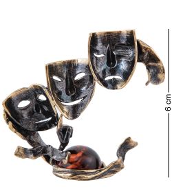 AM-3957 Фигурка «Лицедейство - не слышу, не вижу, не скажу» (латунь, янтарь)