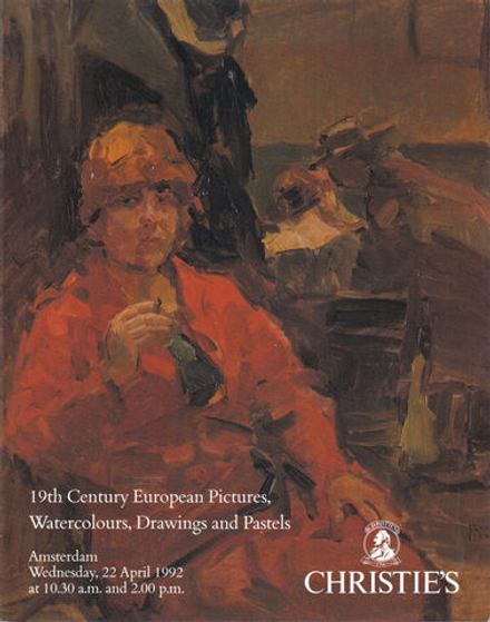 Каталог аукциона Christie’s, Амстердам, Европейская живопись XIX века, акварели, графика и пастели от 22 апреля 1992 года