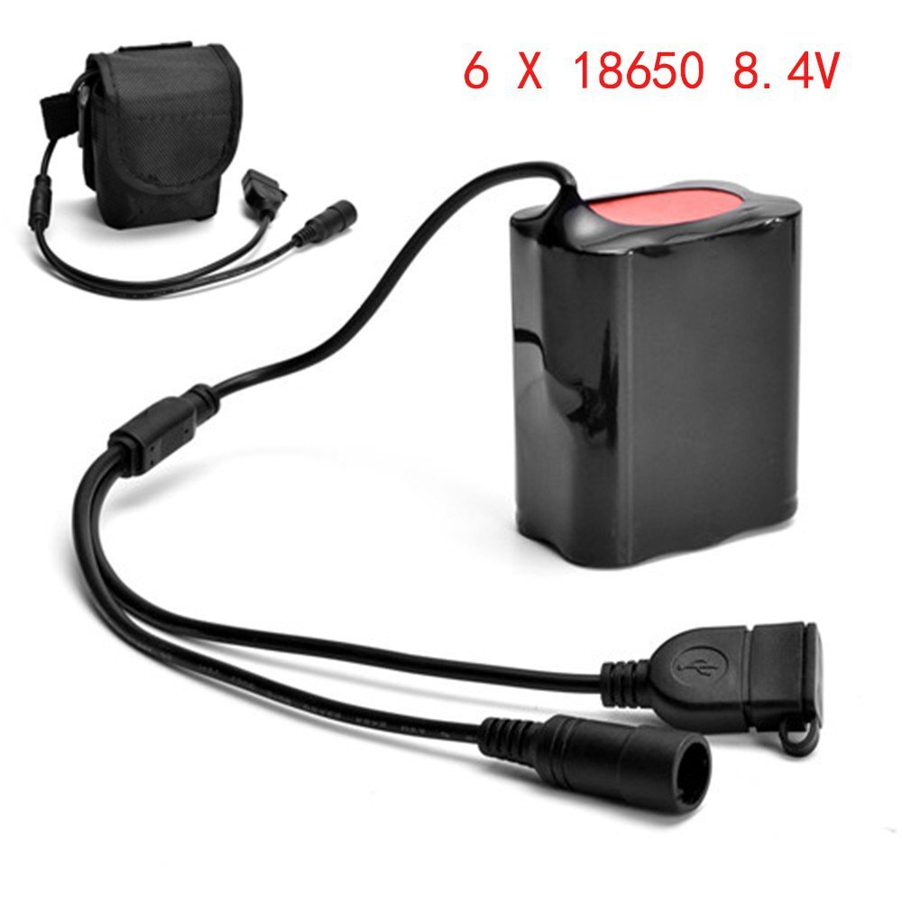 Аккумулятор li-ion  для фар6Ah,  8.4vв Т6  в тканевом корпусе, с разъёмом USB