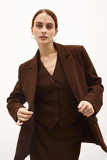 Пиджак коричневый из плотной вискозной ткани SOULCOAT