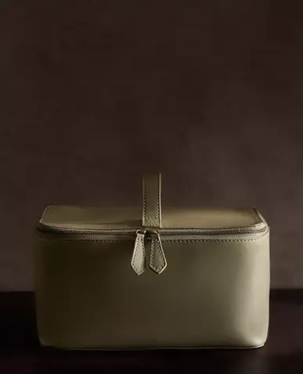 ZARA HOME БОЛЬШОЙ КОЖАНЫЙ НЕСЕССЕР, ХАКИ