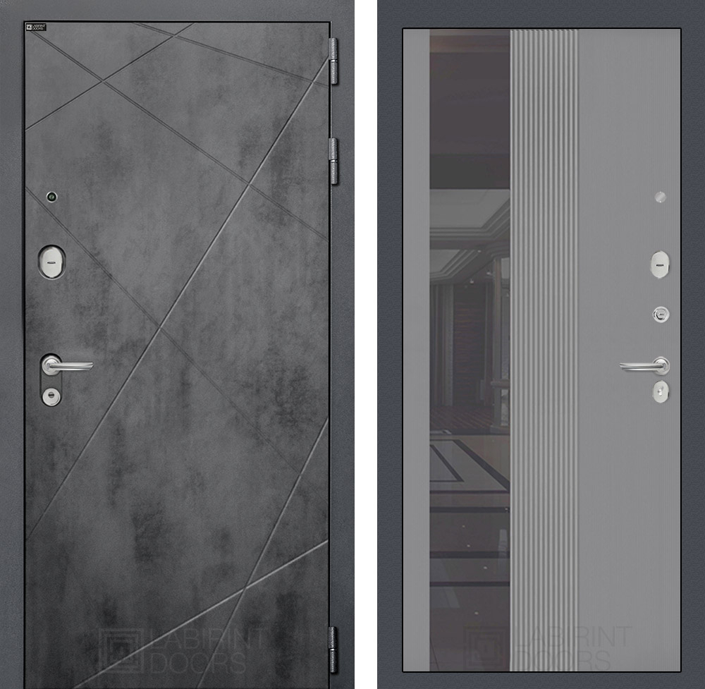 Лофт 32 серый рельеф софт с тонированным зеркалом