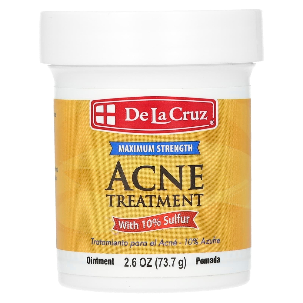 De La Cruz, мазь для лечения акне, с 10% серы, максимальная сила действия, 73,7 г (2,6 унции)