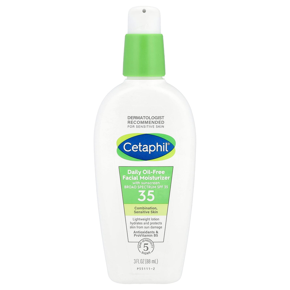 Cetaphil, Ежедневное увлажняющее средство для лица без масла, с солнцезащитным кремом, SPF 35, без отдушек, 88 мл (3 жидк. унц.)