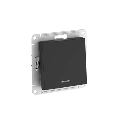 ATLASDESIGN 1-клавишный ПЕРЕКЛЮЧАТЕЛЬ с подсветкой, сх.6а, 10АХ, мех., быстрозажим. клем., КАРБОН