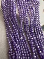 Бусины циркона (фианиты) 3 мм, нить 37 см, фиолетовый