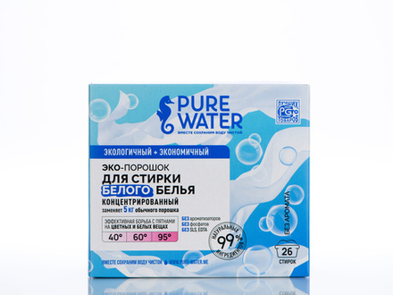 Стиральный порошок концентрат для белого белья, Pure Water, 800 гр