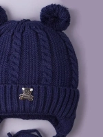 Шапка детская вязаная демисезонная на завязках