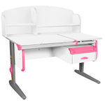 Растущая парта Дэми СУТ 25 с задней полкой СУТ.34.390 и навесной тумбой (1200×880 мм)