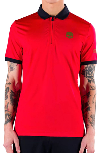 Мужское теннисное поло Hydrogen Half Zip Tech Tee - red/blue navy