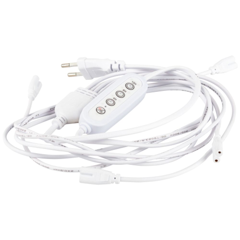 Разветвитель сетевой для линейных светильников ЭРА 4х IEC C7 2pin+timer на 4 точки с таймером 4, 8, 12H 2 м | Аксессуары для фито светильников