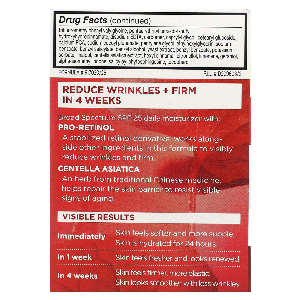 L'Oréal, Revitalift Anti Winkle + Firming, увлажняющее средство, SPF 25, 48 г (1,7 унции)