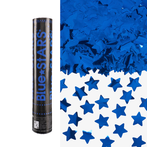 Пневмохлопушка (12/30 см), Звезды фольга, Синий, Металлик, 1 шт.