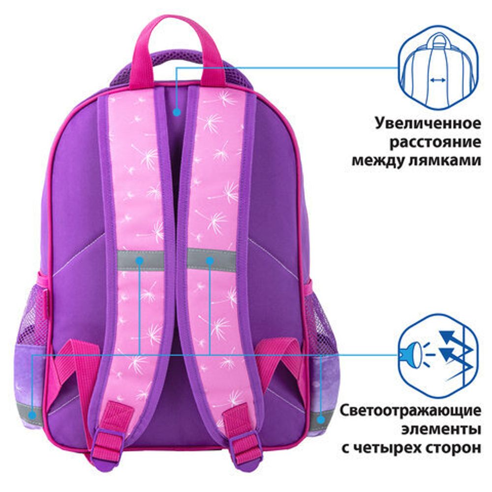 Рюкзак ПИФАГОР SCHOOL для начальной школы, "Hedgehog", 38x28х14 см, 270655