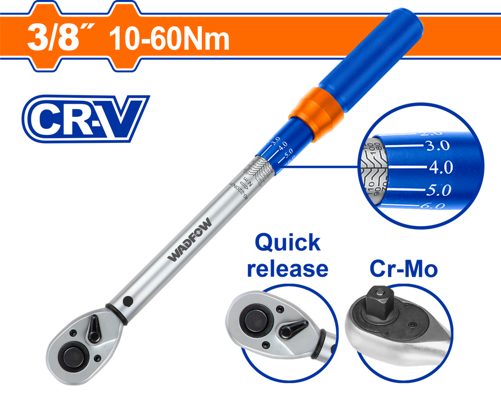 Ключ динамометрический WADFOW WWQ1D38 3/8&quot; 305 мм 10-60 Нм